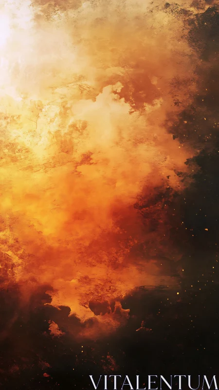 Inferno. Golden flames consume darkness in cosmic eruption.