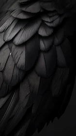 Black raven feathers overlap in elegant shadowed detail.