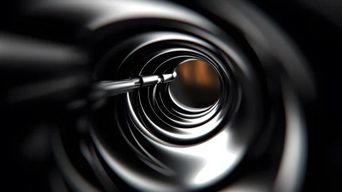 Shiny Metallic Tunnel Close-Up with Abstract Industrial Style.