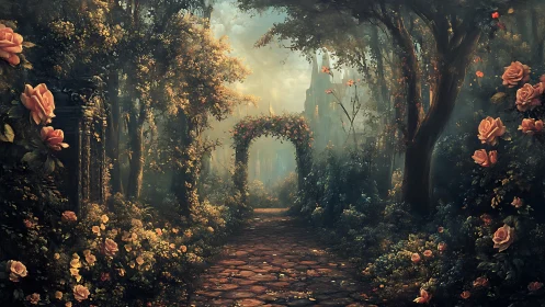 Enchanted Garden's Amber Corridor Beckons Wanderers Forward