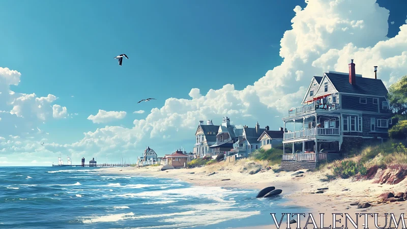 Shoreline porches drinking sunlight above a whispering tide.