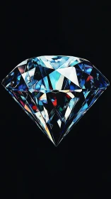 Prismatic diamond floats over deep black negative space.