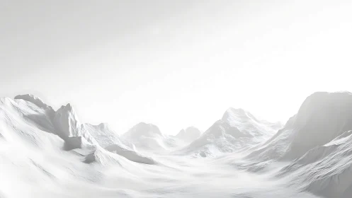 Minimalist white mountains under diffuse winter light.