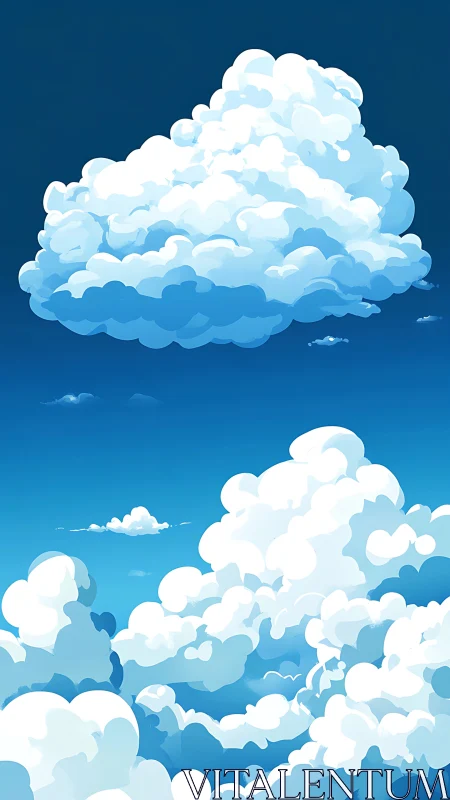 Layered cumulus cloudscape rendered in stylized digital clarity