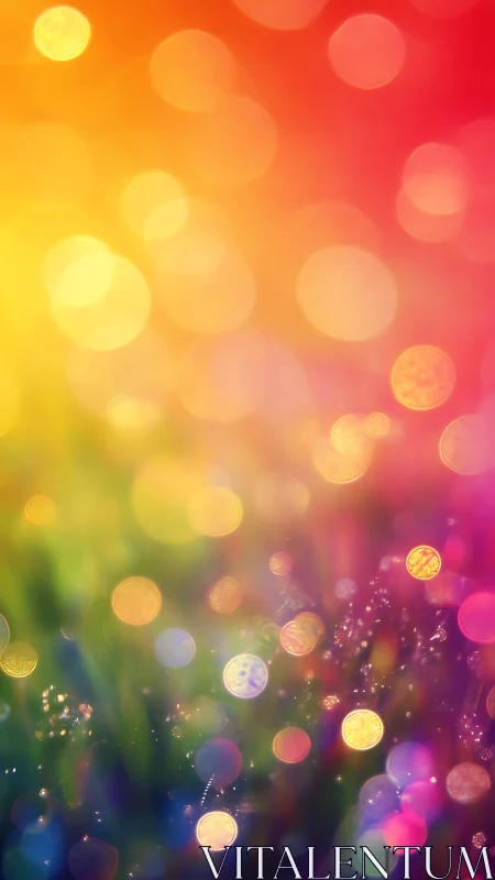 Prismatic bokeh meadow glows in molten rainbow lightscape.