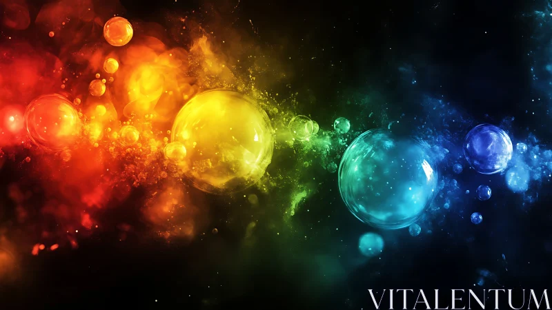 Digital painting of prismatic nebula orbs in deep space.