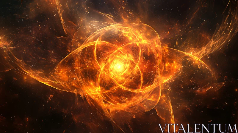 Fiery abstract energy sphere in deep cosmic space.