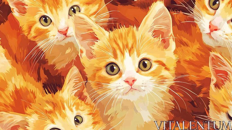 Playful Orange Tabby Cats with Warm Golden Tones and Curious Eyes