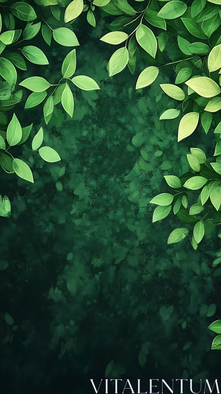 Emerald canopy border cradling a deep forest daydream frame.