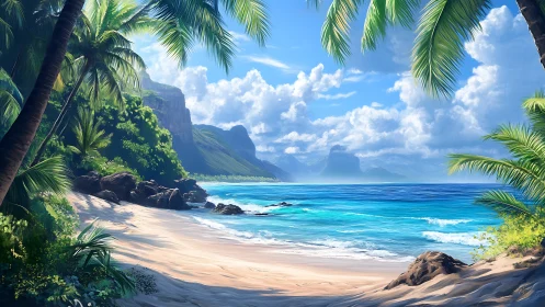 Turquoise Paradise: Where Palms Kiss Cliffs.