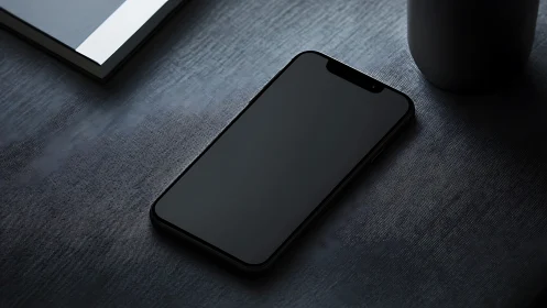 Contemporary Smartphone Display Mockup on Textured Workspace Surface