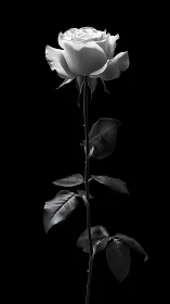 Monochrome rose rendered with high-contrast directional lighting and depth