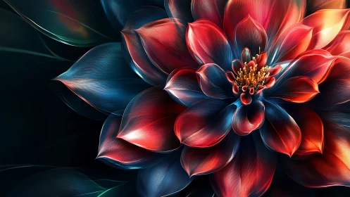 High saturation macro floral render with radial petal geometry