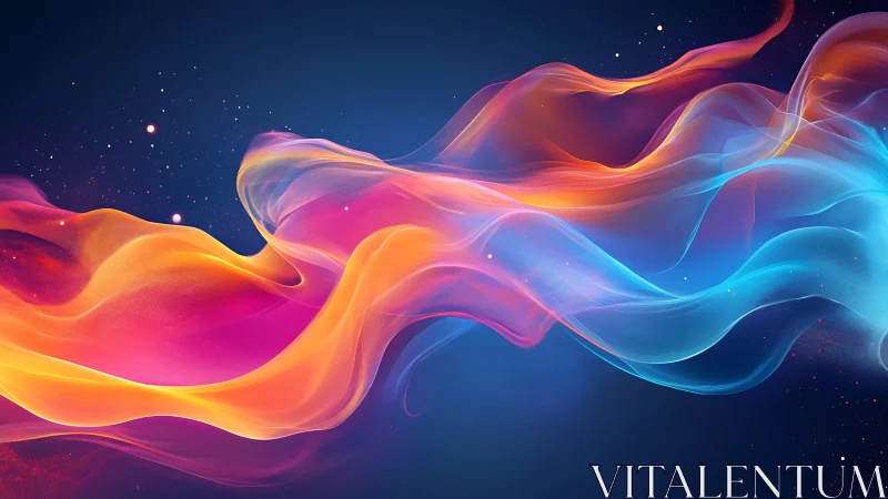 Luminous spectral waves flowing across deep cosmic blue.