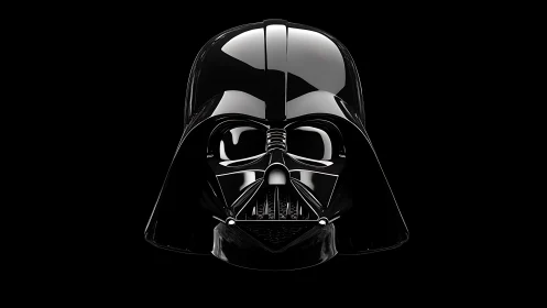 Chrome-dark helmet glows like a midnight monolith in void