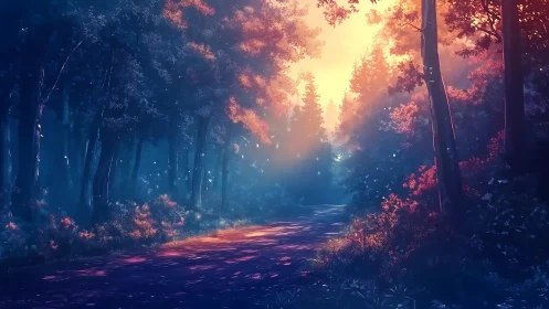 Atmospheric Forest Corridor: Volumetric Light Rendering Through Dense Foliage