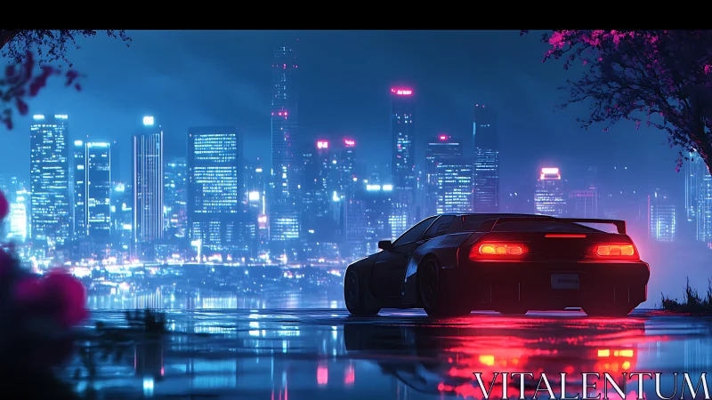 Neon-soaked night runner quietly sizes up the cyber skyline