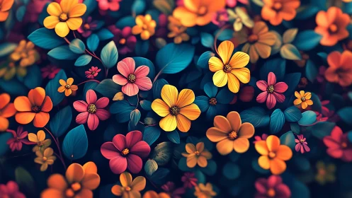 Dense Floral Arrangement with Layered Depth