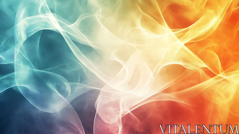 Multicolored abstract smoke waves in gradient background.
