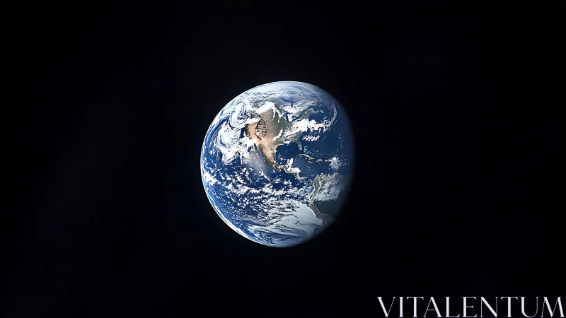 Earth viewed from space against black surrounding void.