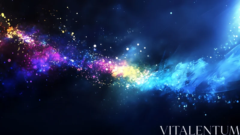 Glowing cosmic stream of color drifting through deep night.