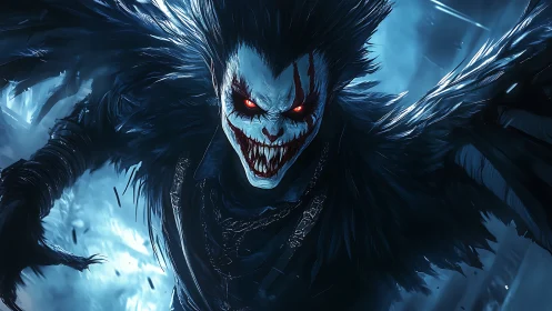 Winged demon lunges forward with glowing red eyes.