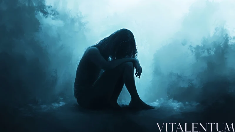 Quiet blue solitude in a misty, reflective daydream.