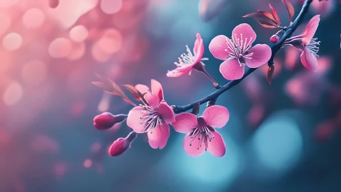 Delicate Spring Blossoms Dancing in Soft Light.