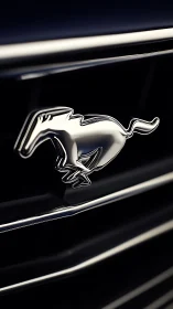 Shining chrome galloping horse emblem celebrates pure motion