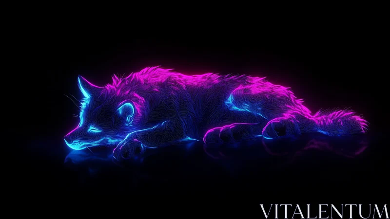 Neon cyan magenta fox silhouette rendered in luminous lines.