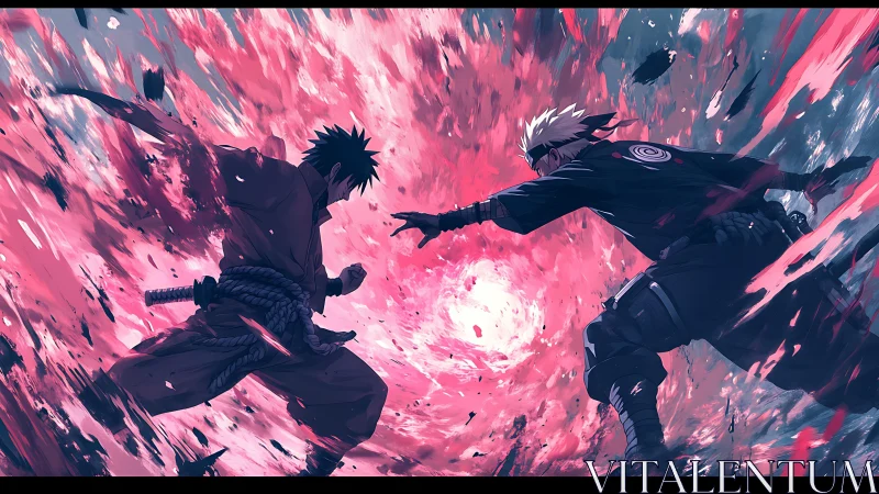 Scarlet vortex swallows two storm-clad warriors mid-clash