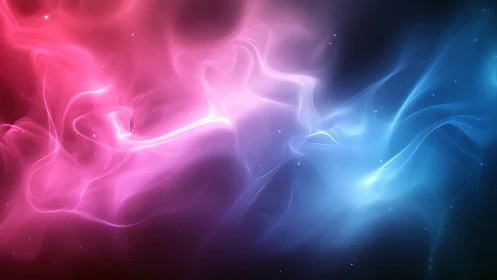 Colorful cosmic nebula swirls blend pink and blue light.