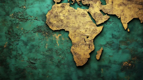 Golden textured world map softly glows on rich teal walls