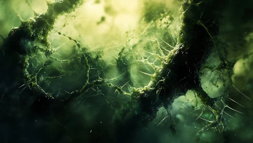 Bioluminescent mycelial web forms atmospheric macro network