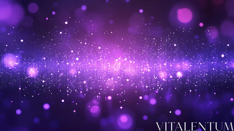 Abstract purple bokeh lights with sparkling particles on a digital background.