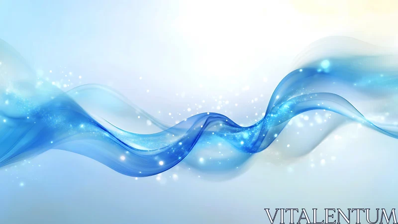 Blue energy wave ribbons over soft white gradient background.