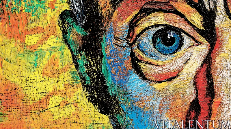 Textured close-up portrait captures vivid anxious human gaze