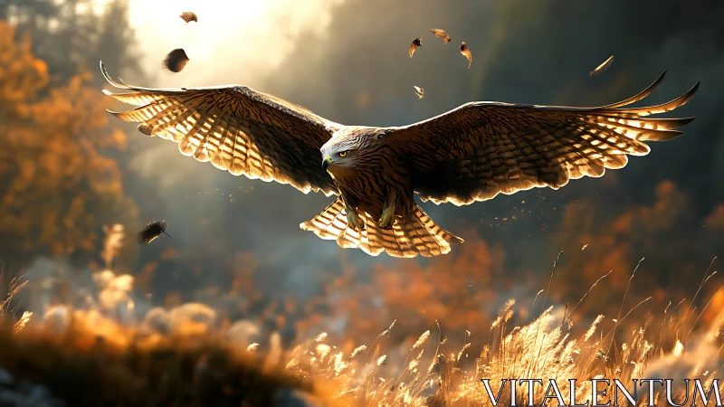 Majestic Eagle in Autumn Light, Dramatic Nature Wildlife Scene.