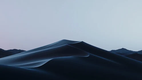 Nocturnal sand dunes rendered in minimal photorealistic gradient