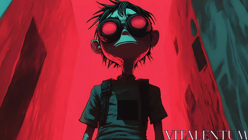 Neon alley kid with glowing goggles and midnight secrets.