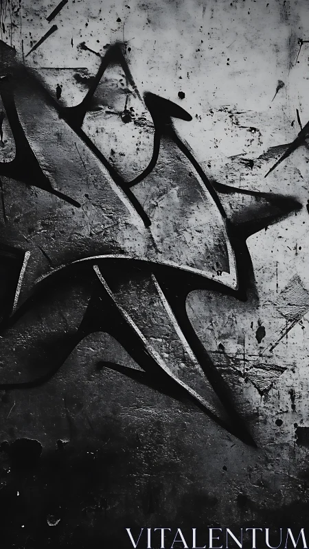 Shadow-sliced graffiti shard carving night into concrete.