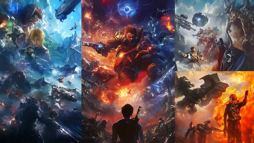 Dynamic sci fi battle montage with armored soldiers and spacecraft