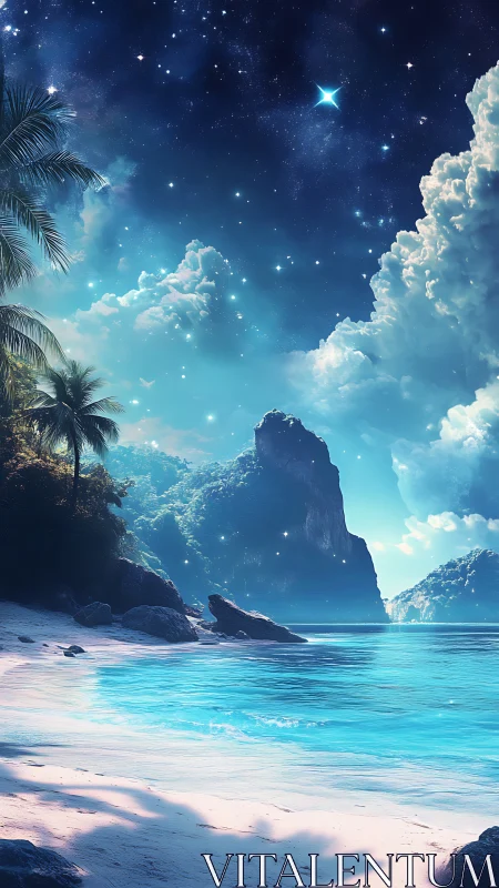 Starlit Beach Paradise Where Dreams Meet Twilight Magic.