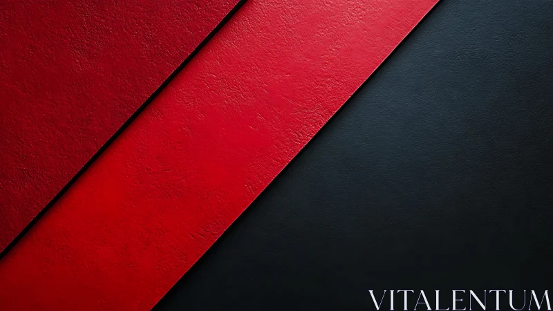 Bold red diagonal panels cut across deep textured black