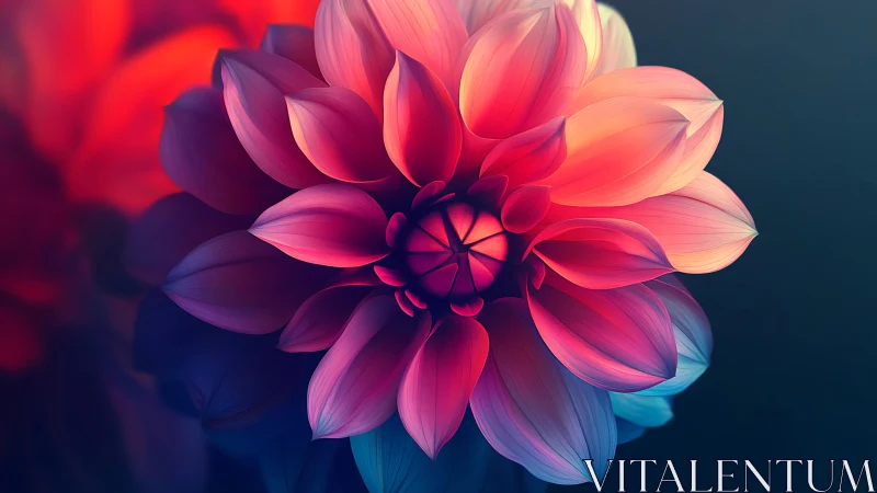 Polychromatic Dahlia with Radial Gradient Lighting and Deep Saturation Palette.