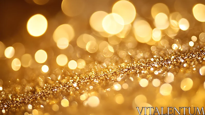 Shimmering golden glitter background with bokeh lights in abstract style.