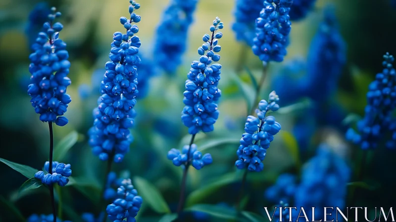 Blue Lupine Flowers Blooming in Garden Setting