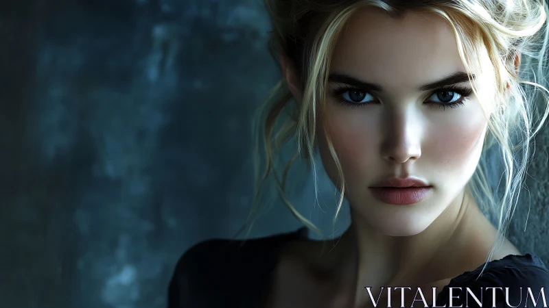 Intense portrait shows woman staring into soft side light