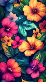 Floral composition with layered botanical elements and chromatic variation.