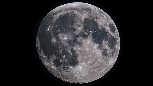 Full lunar disc shows cratered surface in high resolution